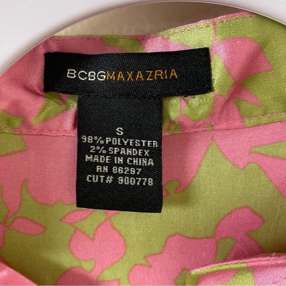 Y2K Silky Top pink green bow top BCBG - Picture 3 of 7